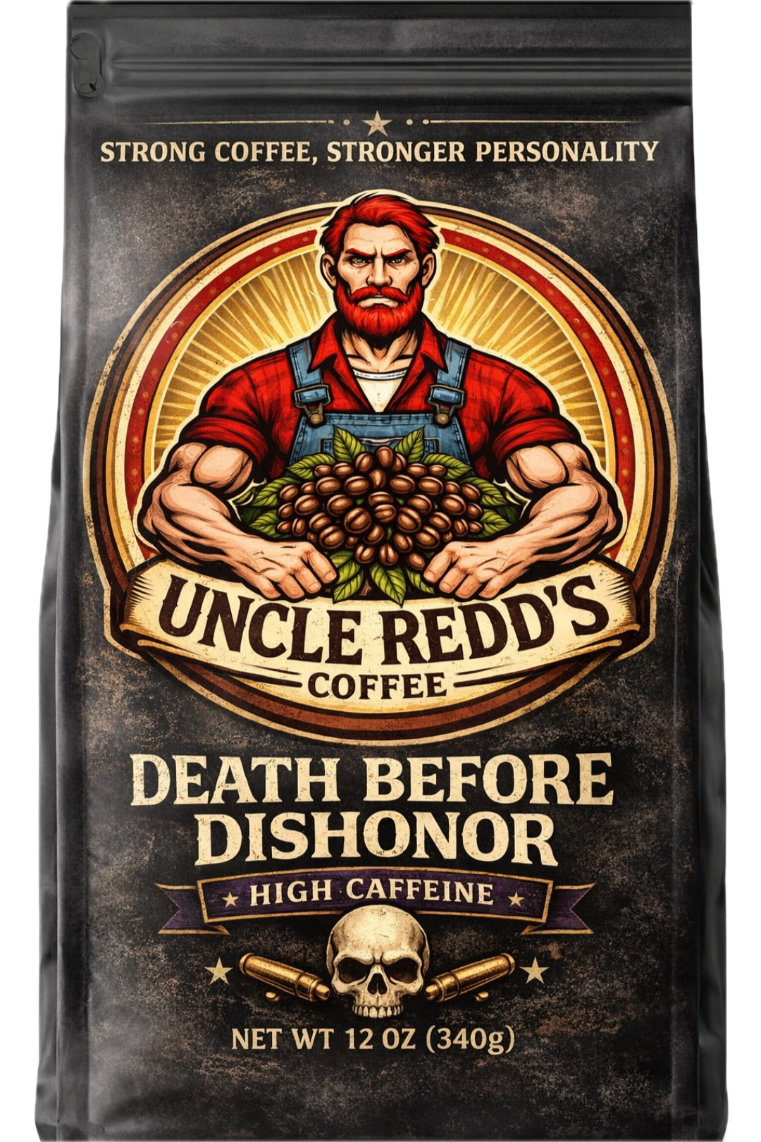 Uncle Redd's Coffee — Death Before Dishonor, High Caffeine — 12oz bag